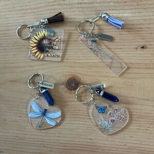 Handmade set of 4 acrylic keychains!  Brand New!